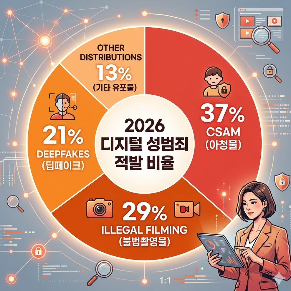 금지된 영상물 종류별 적발 비율을 나타내는 원형 차트 인포그래픽 금지된 영상물 종류별 적발 비율을 나타내는 원형 차트 인포그래픽
