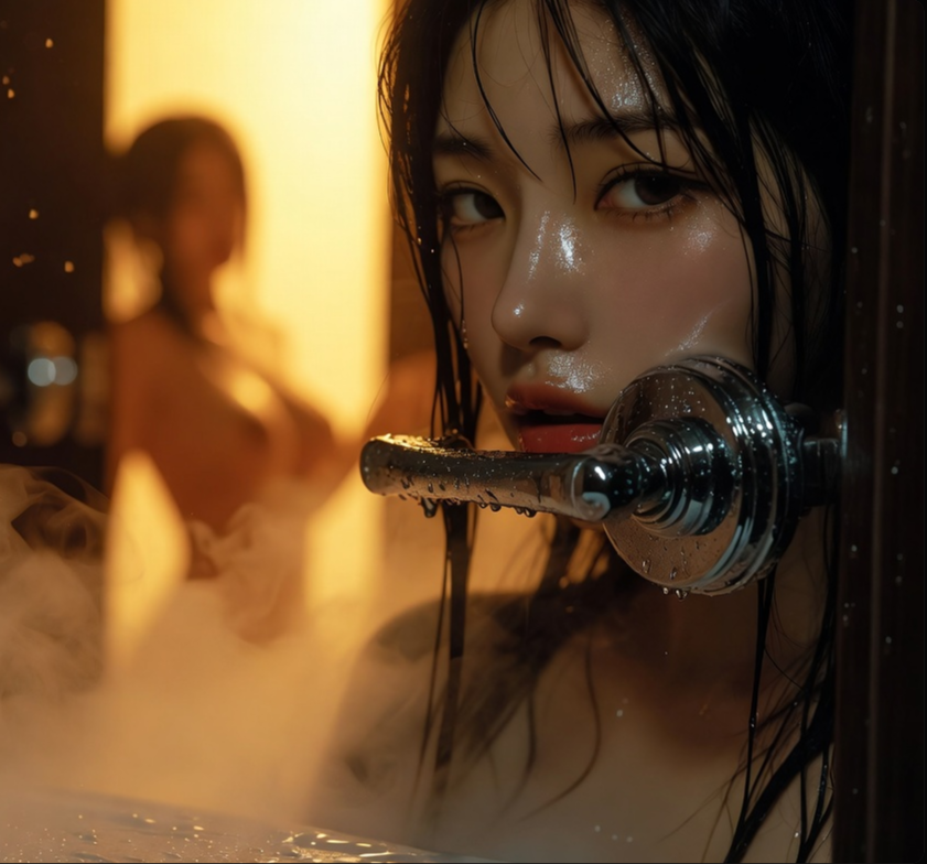 뿌연 수증기가 가득한 욕실 문고리의 정교한 클로즈업, 문 너머에서 새어 나오는 따뜻한 노란색 조명과 바닥에 흩뿌려진 물방울들이 초점이 흐릿하게 잡히며 누군가의 은밀한 방송 준비 과정을 훔쳐보는 듯한 시선의 사진 뿌연 수증기가 가득한 욕실 문고리의 정교한 클로즈업, 문 너머에서 새어 나오는 따뜻한 노란색 조명과 바닥에 흩뿌려진 물방울들이 초점이 흐릿하게 잡히며 누군가의 은밀한 방송 준비 과정을 훔쳐보는 듯한 시선의 사진